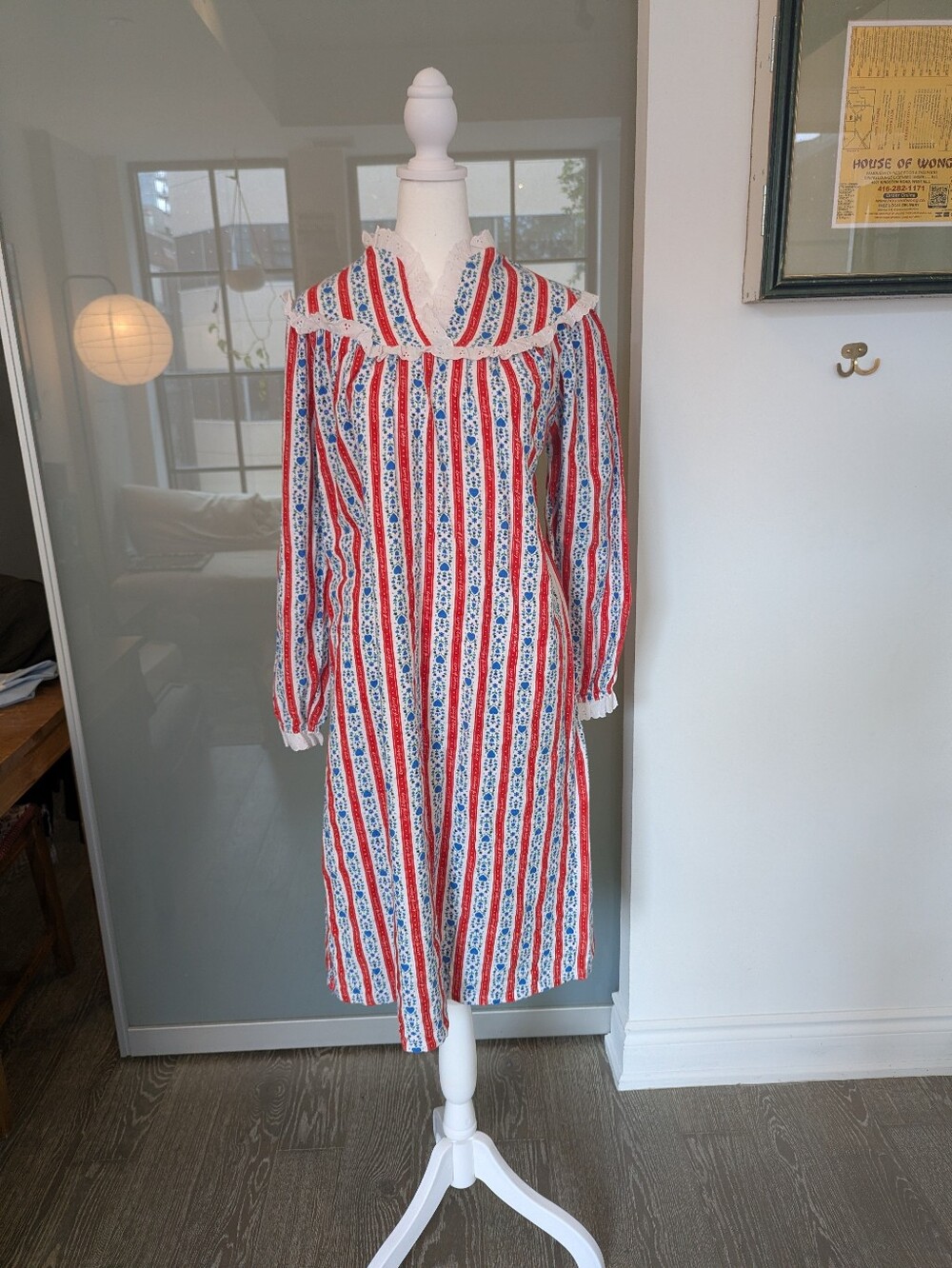 Vintage Lanz Of Salzburg Nightgown Red White Blue Eyelet USA